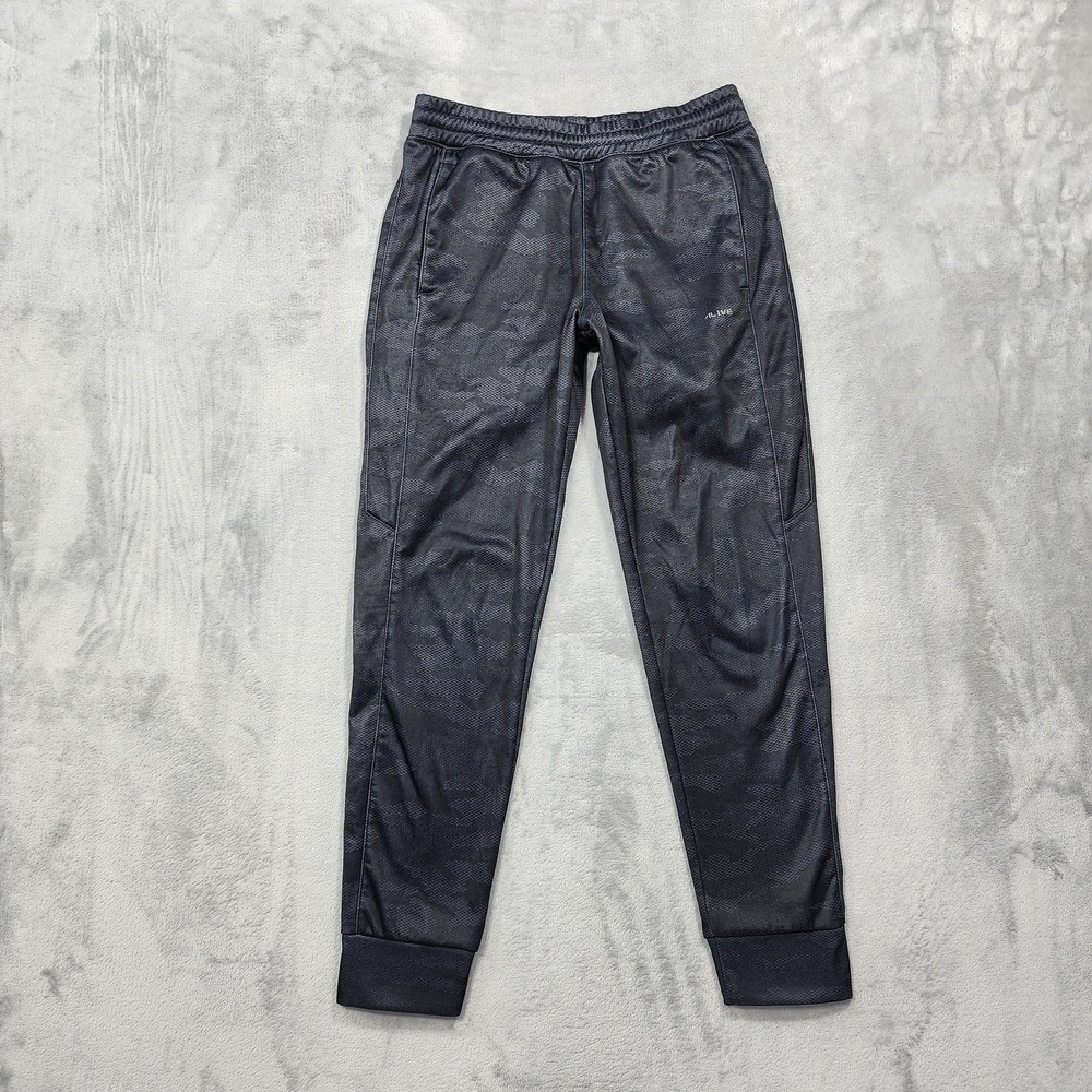 ALIVE Pants Mens S Black Camo Fleece Jogger Qwick-dry Running Gym Athletic